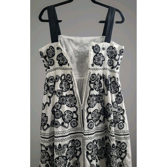 Johnny Was Jade M Mel Embroidered White Black Cotton Midi Dress Pockets Spring - Picture 10 of 11